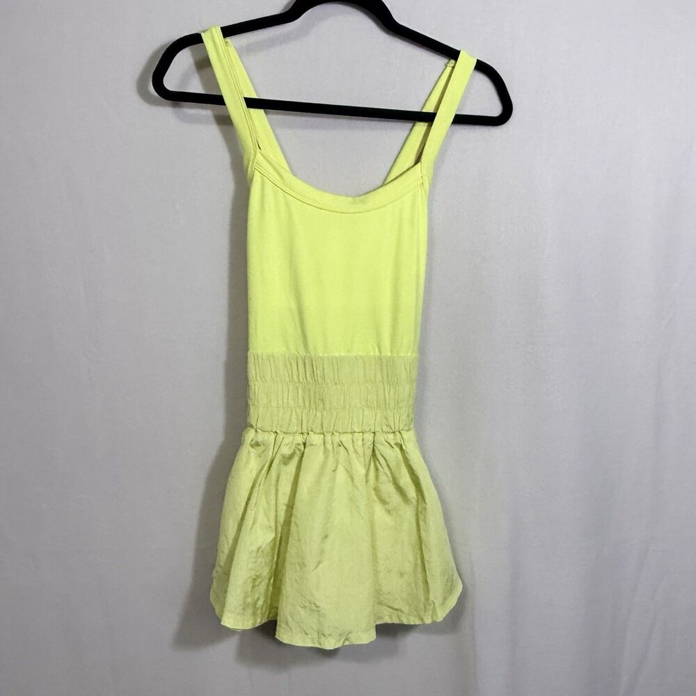 Free People FP Movement Yellow The Way Home Skortsie Romper Size S Activewear